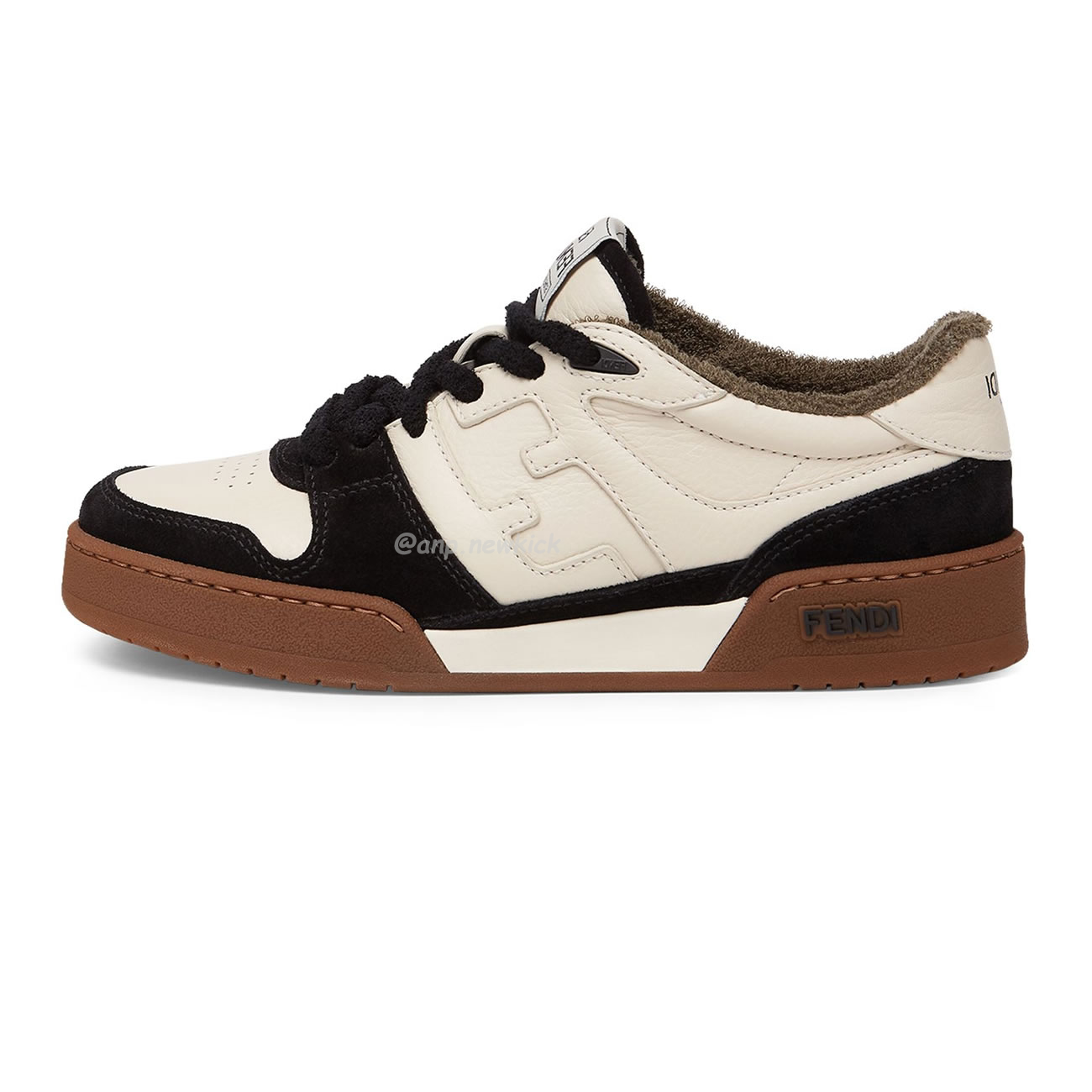 Fendi Match Cream Black White Suede And Leather Low Top Sneakers (13) - www.newkick.vip
